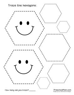 trace the hexagons to make it look like he is smiling