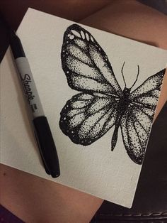 a drawing of a butterfly on a piece of paper