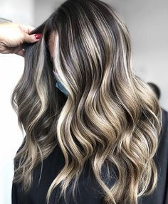 Dark Hair Full Highlights, Ashy Bronde Balayage Dark Roots, Half Head Foils Brunette, Light Medium Brown Hair, Grey Blending, Cool Blonde Hair Colour, Balayage Long Hair, Blonde Highlights On Dark Hair, Dark Blonde Hair Color