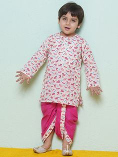 **Specifications : Please visit our brand store** https://www.etsy.com/in-en/shop/AJDezines?ref=seller-platform-mcnav Kurta : Animal Printed Kurta made in cotton fabric with front button opening. Dhoti : Dhoti made in cotton fabric, detailed design printed on border with elasticated waist Specially handcrafted clothing for the perfect look and comfort for the festive season 2 Pc Set : 1 Kurta, 1 Dhoti ||Style:- Dhoti Kurta Set Care: Machine Wash. Made in the auspicious colour palette and crafted Kids Kurta Pajama Boys, Kids Kurta Pajama, Kids Indian Wear, Kids Kurta, Kids Ethnic Wear, Boys Kurta, Dhoti Pants, Kurta Pajama, Detailed Design