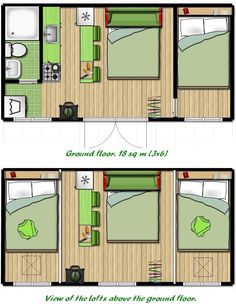 two floor plans for a small apartment