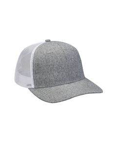 Heather Woven/Soft Mesh Trucker Cap - CHARCOAL/ WHITE - OS | Adams Heather Woven/Soft Mesh Trucker Cap in Charcoal/White | Polyester/Spandex Blend Gray Cap, Suit Fabric, Snap Back, Slate Grey, Snap Backs, Grey Top, Mesh Panel, Trucker Cap, Color Matching