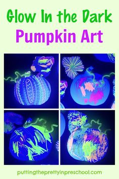 Quick and easy glow-in-the-dark pumpkin art with highlighter markers, paper, and a black light. Free printable to download on the blog. Glow In The Dark Pumpkin Painting, Glow In The Dark Painting Ideas, Highlighter Markers, Glow In The Dark Art, Halloween Canvas Paintings, Glow Pumpkin, Halloween Lesson, Glow Halloween