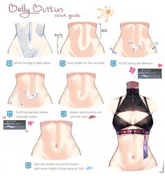 How To Color Body Digital, How To Shade Different Colors, Belly Shading Drawing, Belly Reference Drawing, Body Coloring Tutorial, Belly Drawing Reference, Belly Reference, How To Digitally Paint, Stomach Shading