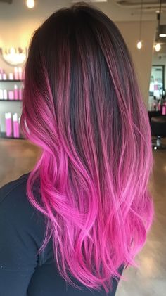 💅 Flaunt Pink Hair Color Ideas for Tan SkiN with Brown Hair With Pink Pink Baylage Hair Dark Brown, Black And Pink Hair Dye Ideas, Black To Pink Balayage, Dark Hair Pink Highlights, Hair Dye Ends, Ombre Pink Hair, Brown Hair With Pink, Black And Pink Hair, Pink Curls