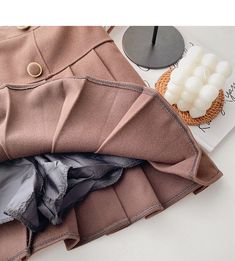 Style: commuting Size: S M L XL Color: black, coffee Elegant Brown Pleated Mini Skirt, Elegant Brown Skirt With Buttons, Elegant Brown Flared Mini Skirt, Elegant High-waisted Brown Mini Skirt, Elegant High Waist Brown Mini Skirt, Cluse Watch, Black Coffee, A Line Skirts, Double Breasted