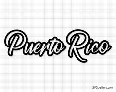 the word puerto rico written in cursive black ink on a white paper background