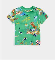 Polo Ralph Lauren Kids, Ralph Lauren Kids, Ralph Lauren Boys, Vivid Color, Jersey Design, Green Cotton, Boys T Shirts