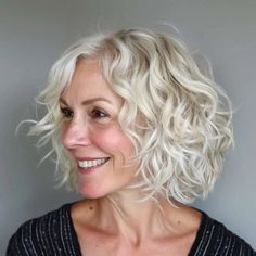 Curly Hairstyles - Kwinfi Gray Haircuts, Lob With Bangs, Curly Lob, Curly Styles, Layered Curls, Tousled Bob, Gray Hair Cuts, Defined Curls, Shag Haircut