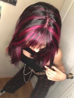 Pink And Black Hair, Rectangular Face, Pink Hair Dye, Hair Color Streaks, Men Haircut, Pretty Hair Color