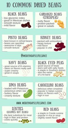 an info sheet describing the different types of beans