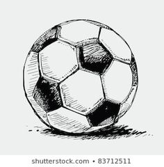 a black and white drawing of a soccer ball