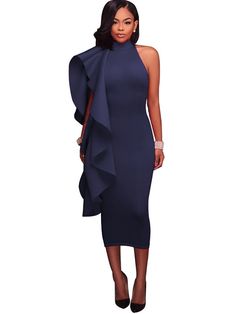 Material:Venetian. 71-80% Polyester & Spandex. Features:No stretchy. sleeveless. mock neck. ruffle. solid color. bodycon midi dress.Style:Party Run Small. Order One Size Up Loose Midi Dress, Floral Dress Formal, Sleeveless Mock Neck, Boho Swimwear, Lace Formal Dress, Ruffle Midi Dress, Clubwear Dresses, Bodycon Midi Dress, Lace Dress Long