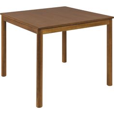 a wooden table with two legs and a small square top on an isolated white background