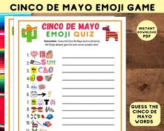 a printable cinco de mayo game with the words in spanish and english on it