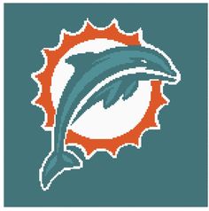 the dolphins logo is shown in an orange and blue background