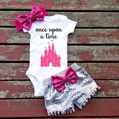 Once Upon A Time Fairytale Baby Girl Onesie by GLITTERandGLAMshop Sequins Pants Outfit, Sequin Short, Mia 3, Girl Onesies, Baby Time, Everything Baby