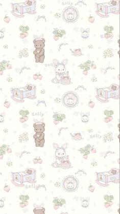 a wallpaper with teddy bears and other things on it