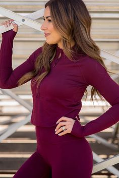 Cropped Half Zip Active Sweatshirt - Betsey's Boutique Shop - Trendy Long Sleeve Sweatshirt For Sports, Trendy Long Sleeve Sports Sweatshirt, Winter Yoga Fitted Tops, Fitted Yoga Tops For Winter, High Stretch Fall Activewear For Yoga, Fitted Cropped Activewear For Fall, Fall Activewear For Workout With High Stretch, Stretch Athleisure Crop Top For Fall, Stretch Tops For Gym In Winter