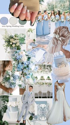 the wedding color scheme is blue and white