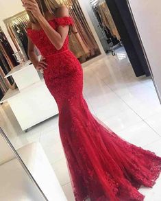 Siren Chic: Mermaid Style Evening Dresses Applique Dresses, Orange Mermaid, Red Mermaid Prom Dress, Red Evening Gown, Robes D'occasion, Red Mermaid, Burgundy Prom Dress