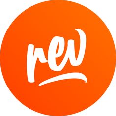 an orange circle with the word rew written in white ink on top of it