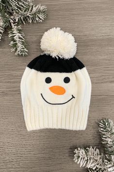 Snowman Beanie Accessory Sparkle In Pink Fun Knit Hat Patterns, Snowman Pictures, Embroidered Snowman, Beanie Knitting Patterns Free, Beanie Knitting, Easy Crochet Hat, Sparkle In Pink, Crochet Patterns Free Beginner