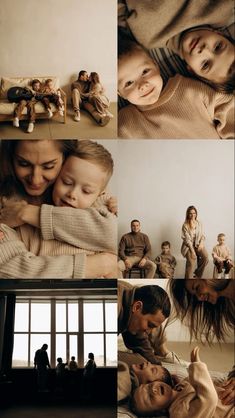 a collage of photos with people and children in the middle one is holding a baby