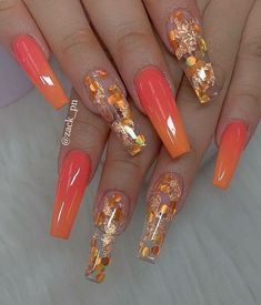 Nails Styles, Peach Nails, Fall Nail Art Designs, Glamour Nails, Cute Acrylic Nail Designs, Pretty Nail Designs, Coffin Shape, Pretty Nail Art Designs