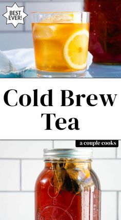 two jars filled with cold brew tea next to each other