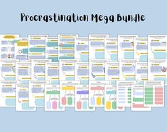 a large poster with the words procrectionion mega bundle written in different languages