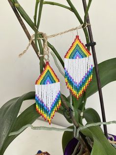 "These are native rainbow beaded earrings made with love for you. It also makes an excellent gift for Easter, birthdays, anniversaries, mother's day, valentine's day and more. ♡ Bead Length - 3,7\" (9,5 cm) ♡ Total Length - 4,1\" (10.5 cm) ♡ Width - 1,6\" (4 cm) ♡ Quality Czech beads If you like these fringe tassel drop dange earrings, but would like them in a different color please email me and I do special orders. I accept payments through Paypal. The colors can slightly differ from the photo Beaded Rainbow Drop Earrings, Rainbow Beaded Fringe Earrings For Gift, Rainbow Dangle Earrings With Tiny Beads, Rainbow Dangle Jewelry With Tiny Beads, Adjustable Rainbow Earrings With Tiny Beads, Rainbow Tiny Beaded Drop Earrings, Rainbow Round Bead Earrings For Gifts, Rainbow Beaded Drop Earrings, Rainbow Beaded Drop Earrings With Dangling Beads