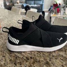 These Are Brand New No Box But Excellent Condition. Size 8.5. Black And Some White Detail Soft Foam Inside. Black Slip-on Puma Sneakers, Shoes Puma, Puma Women, Puma Shoes, Pumas Shoes, Womens Running Shoes, Women's Shoes Sandals, Running Shoes, Shoes Sandals