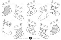 christmas stocking clip art set