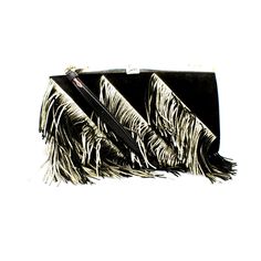 Cristian Louboutin Palmette Fringed Suede Clutch Bag Black And Silver This Bag Is In Pristine Condition In And Out It Is Fringed Sued Black And Siver It Is With Removable Chain With Lift Lock It Looks Gorgeous Our Low Price Of $1675.00 Item In The Picture Is The Exact Item You Are Bidding On Guaranteed 100% Authentic 9.75% Sales Tax On Items Shipped To California Louboutin Bags, Suede Clutch, Lock It, Silver Shop, Sales Tax, Black And Silver, Low Price, Silver Color, Black Silver