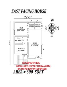 the floor plan for an east facing house