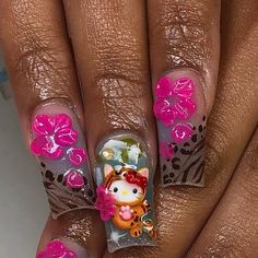 Tiger Nail Art, Tiger Nails, Dragon Nails, Airbrush Nails, Hard Nails, Happy Nails, Cute Nail Art Designs, Summery Nails, Pretty Gel Nails