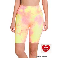 Tie Dye Bermuda Shorts High Rise Biker Shorts Neon Yellow & Pink *Colors: Neon Yellow And Pink (Tie Dye) *Style: Biker Shorts / Bermuda Shorts *Waist: High Rise / High Waist *Fabric: 82% Polyester And 18% Spandex *Total Waist: 25", Inseam: 7.5" Approx - Measured From Small Biker Shorts - Designed For Comfort And Flexibility. The High Waist Provides Extra Support And Coverage. The Neon Yellow And Pink Tie-Dye Pattern Adds A Fun And Vibrant Touch To Your Overall Look. Tie Dye Bermuda Shorts High R Pink Tie Dye, Tie Dye Shorts, Tie Dye Designs, Short Waist, Designer Shorts, Biker Shorts, Neon Yellow, Bike Shorts, Cute Outfit