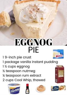 an eggnog pie recipe on a white plate