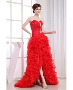 Shop best price ball-gown sweetheart asymmetrical tulle prom dress with cascading ruffle online. Free Shipping and Custom-made. Pro since 2009. Formal Prom Dresses Long, Formal Prom Dress, Raspberry Red, Red Prom, Prom Dresses With Sleeves, Tulle Prom Dress, Prom Night, Red Prom Dress, Cherry Red