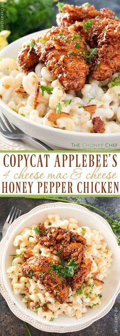 copycat applebee's macaroni and cheese with honey pepper chicken on the side