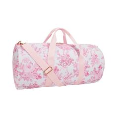 Get ready for your next great (and stylish!) adventure with this dreamy duffle bag, made of pure recycled material in a charming floral print. Roomy enough to store your essentials, it features one interior pocket and two carrying handles for easy transport. Designed exclusively for Pottery Barn Teen by lifestyle brand LoveShackFancy. DETAILS YOU'LL APPRECIATE Made of waterproof 600-denier, recycled polyester. Lined with 150-denier RPET polyester. Zipper has a gold finish. Adjustable shoulder st Pink Duffle Bag, Fancy Bags, Bags Aesthetic, Pottery Barn Teen, Cute Bags, Cute Pink, Duffel Bag, Gifts For Teens, Weekender Bag