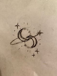 a drawing of an airplane flying in the sky with stars coming out of it's tail