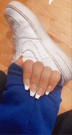 Acrylics White, Tip Acrylics, Goth Spring, White Tip Acrylic Nails, Nails Goth, French Tip Acrylics, Hoco Nails, White Tip Nails, Natural Acrylic Nails