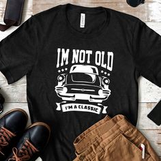 Looking for a funny birthday tee for a classic car lover? You found a good-looking classic birthday shirt right here! This comfy, soft T-shirt goes with anything and will make a subtle birthday statement for the birthday guy. Funny Birthday Shirts For Him, Birthday Tshirt Ideas For Men, Classic Birthday, Funny Birthday Shirts, Turning 40, Diy Shirts, Funny Tshirt Design, Birthday Tshirts, Birthday Tee