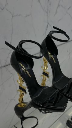 Ysl Black Heels, Expensive Heels, Ysl Outfit, Ysl Heels, Shoes Trendy, Ysl Shoes