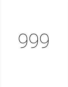 the number 999 is shown in black and white