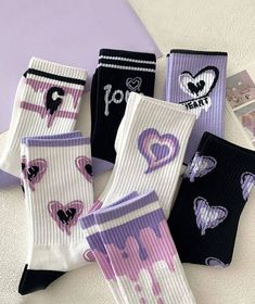 Estilo Harajuku, Purple Socks, Dr Shoes, Cute Stockings, Comfy Socks, Purple Love, Winter Socks, Long Socks