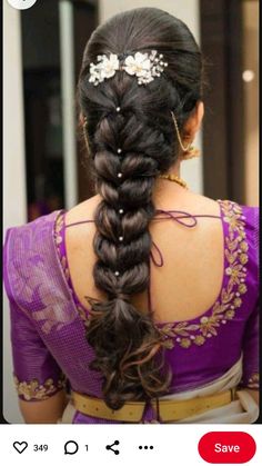 Hair Styles For Long Hair Traditional, Marriage Reception Hairstyles, Hairdo For Saree Hairstyles, Traditional Hairstyle For Wedding, Lehanga Hairstyle Simple, Hairstyles On Pattu Saree, Hairstyles For House Warming Indian, Engagement Braided Hairstyles, Hair Styles For Engagement Brides Indian