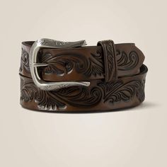 Filigree embossed belt Elegant Leather Belt With Embroidery, Luxury Embroidered Brown Belts, Classic Adjustable Embroidered Belt, Luxury Adjustable Embroidered Belt, Brown Leather Belt With Embroidery, Adjustable Embroidered Leather Belt, Brown Embroidered Leather Belt, Adjustable Embossed Leather Belt, Formal Brown Embroidered Belt